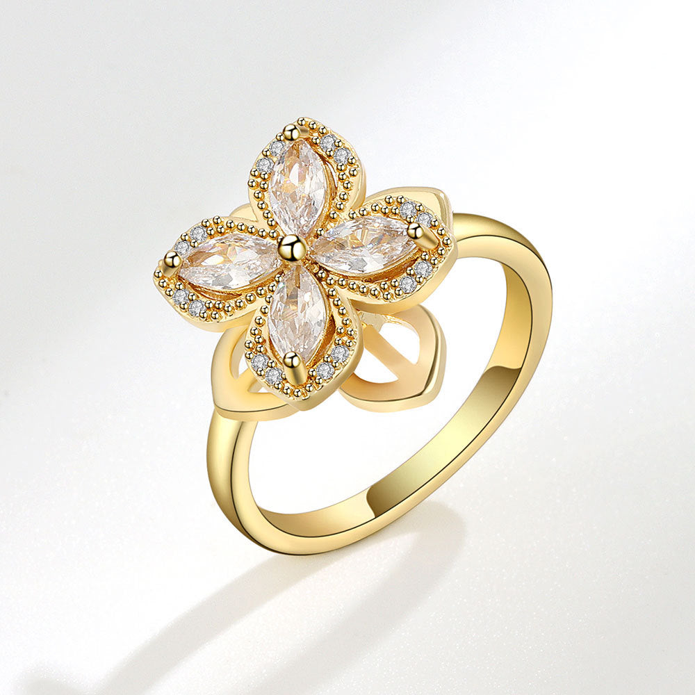 Flower Cubic Zirconia Ring R2386 - view 7