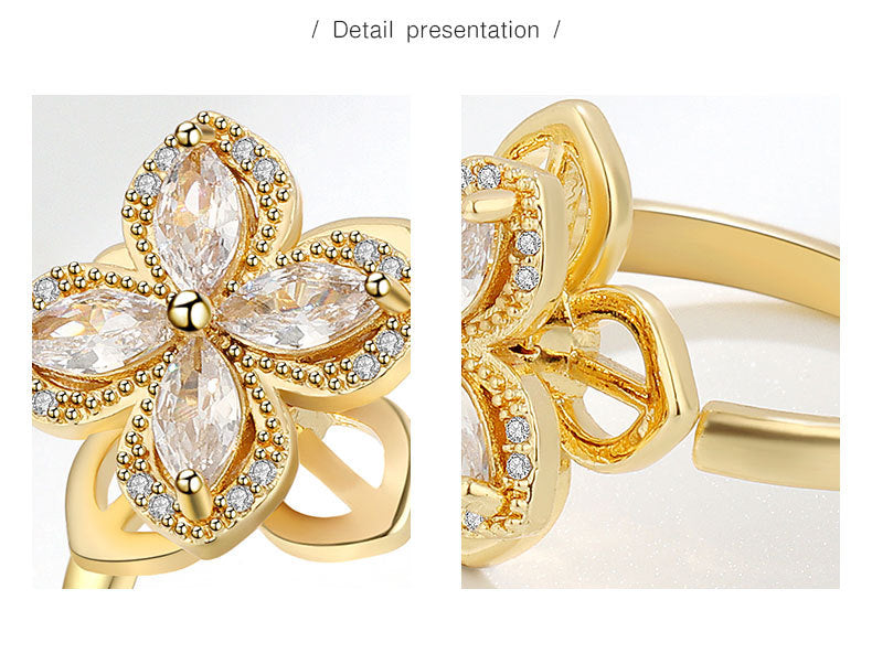 Flower Cubic Zirconia Ring R2386 - view 13