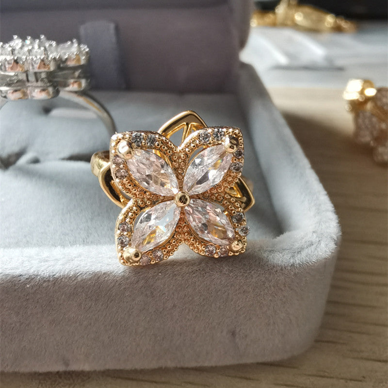 Flower Cubic Zirconia Ring R2386 - view 11