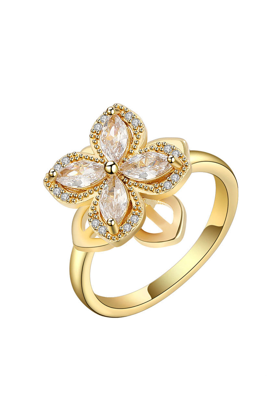 Flower Cubic Zirconia Ring R2386 - view 3