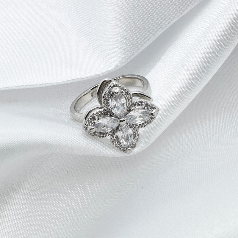 Flower Cubic Zirconia Ring R2386 - view 9