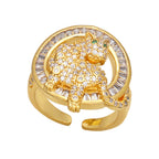 Leopard Circle Cubic Zirconia Rings R2450