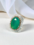 Round Crystal Pavé Cocktail Ring R2531 - Green Opal - view 2
