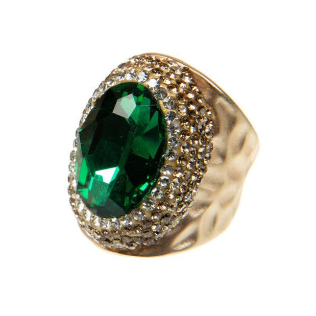 Glass Pavé Cocktail Ring R2543-Gold