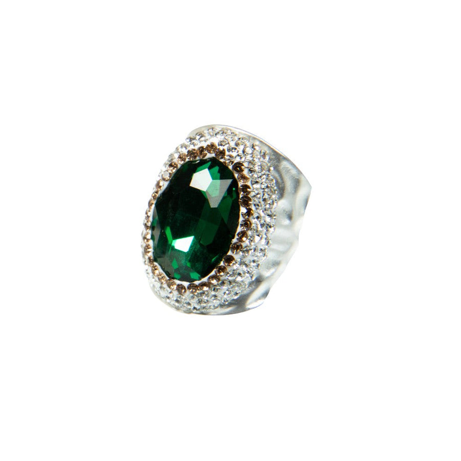 Glass Pavé Cocktail Ring R2543-Silver