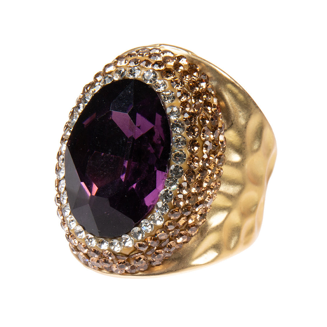Glass Pavé Cocktail Ring R2543-Gold - view 3