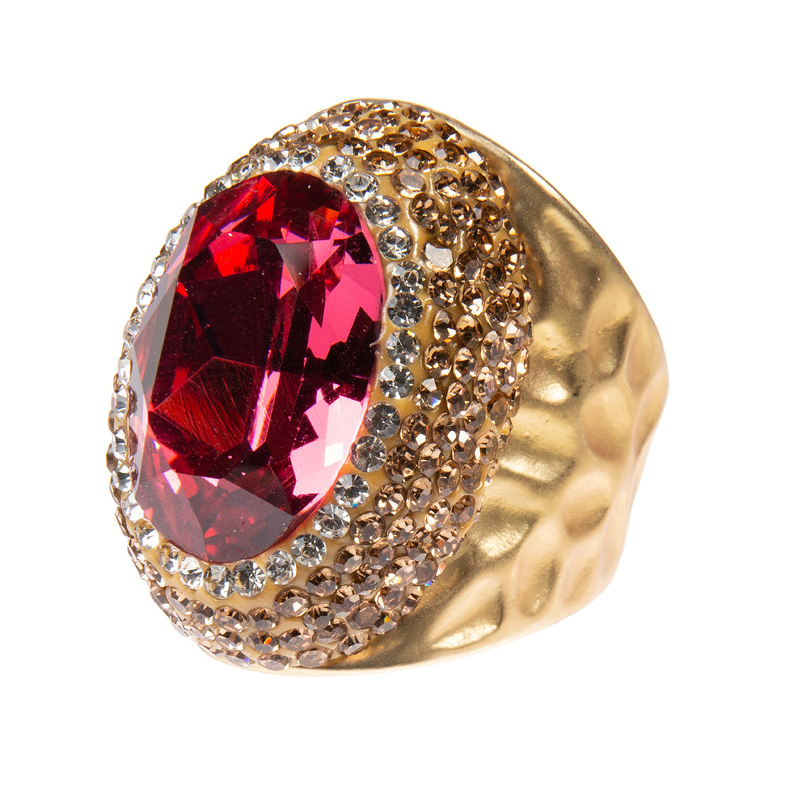 Glass Pavé Cocktail Ring R2543-Gold - view 5