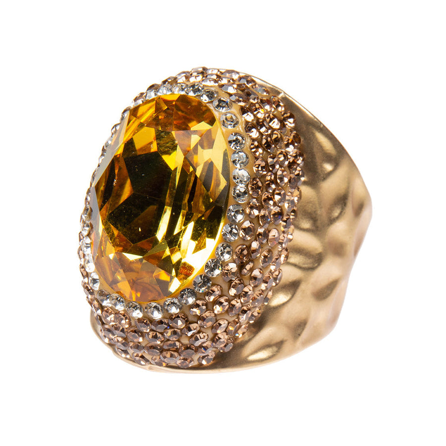 Glass Pavé Cocktail Ring R2543-Gold