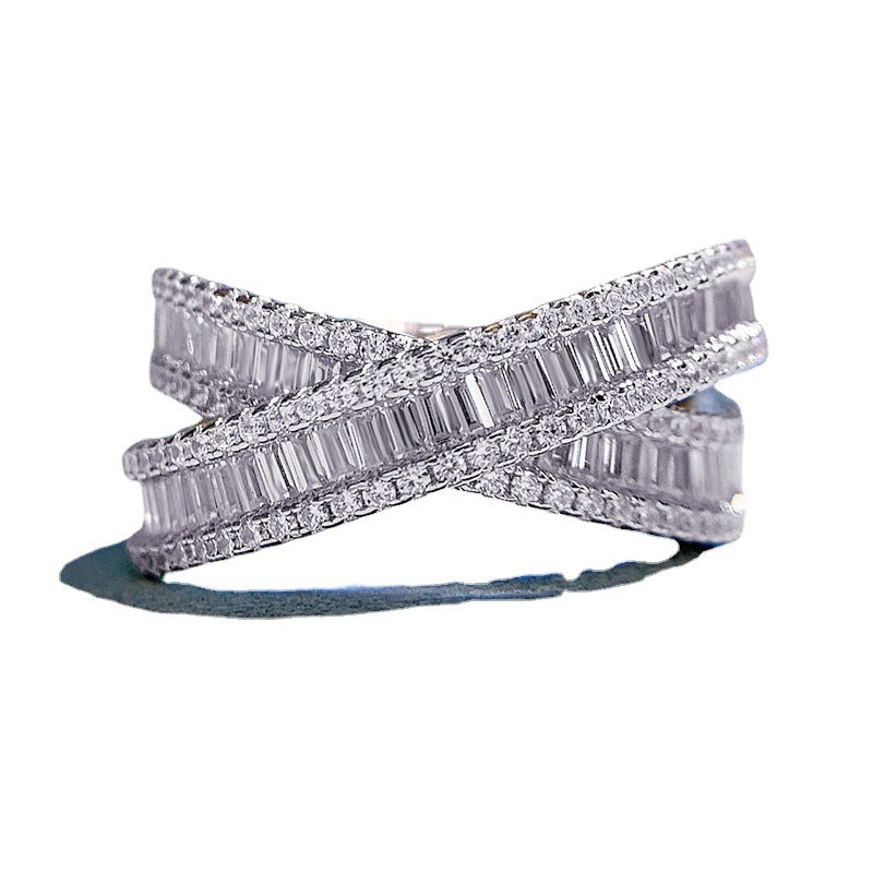 Double Ring Alloy Cubic Zirconia Ring R2659