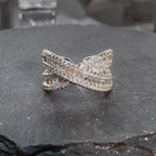 Double Ring Alloy Cubic Zirconia Ring R2659