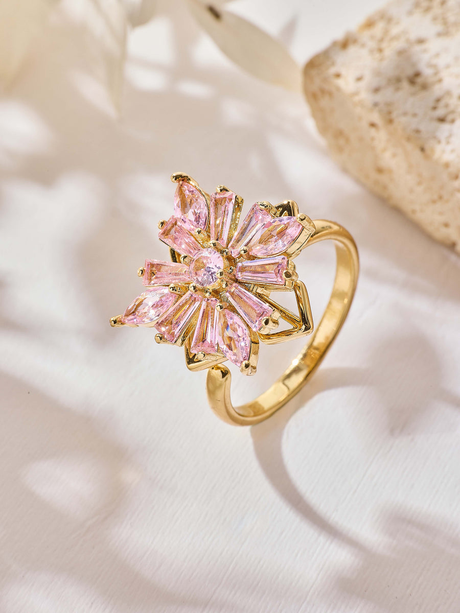 Precious Flower Alloy Cubic Zirconia Ring R2674