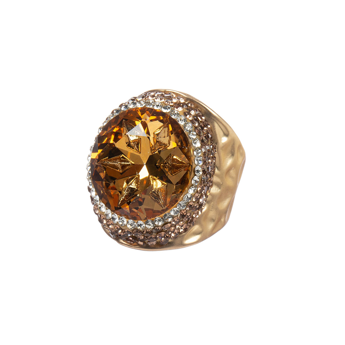 Glass Pavé Cocktail Ring R2723-Gold - view 8