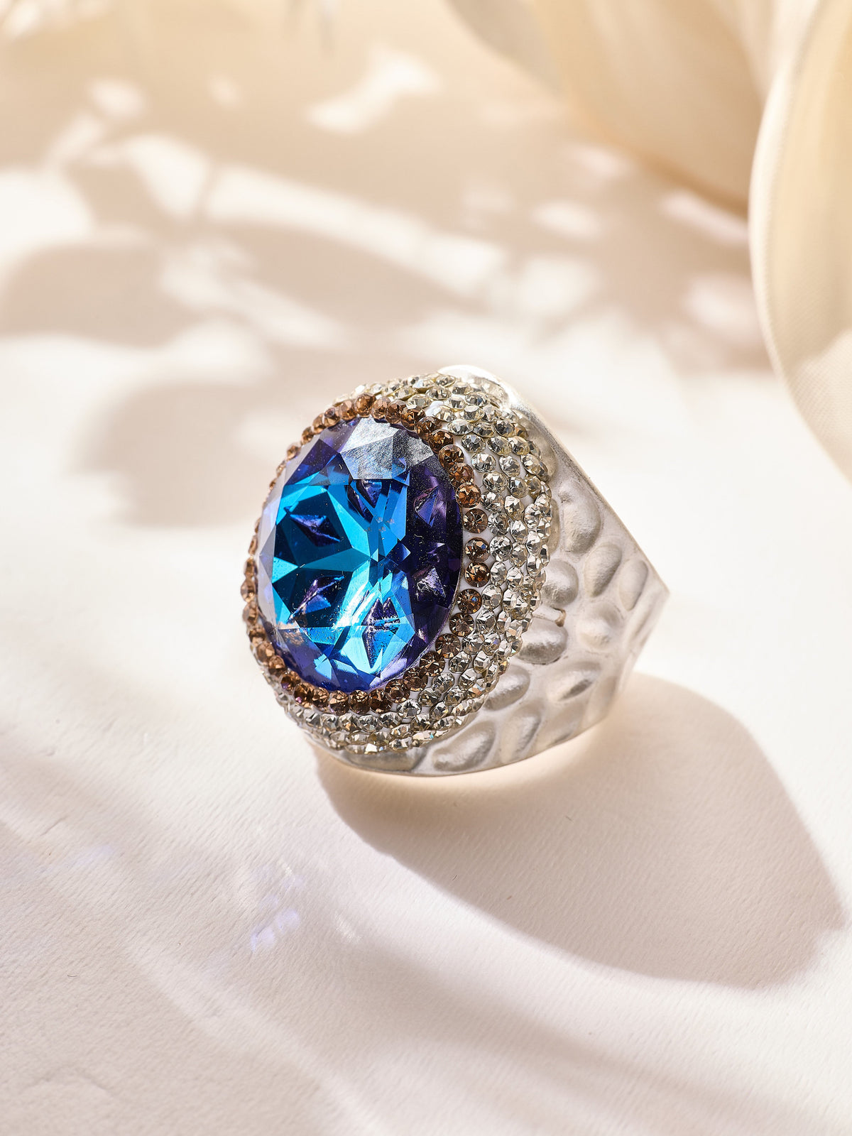 Glass Pavé Cocktail Ring R2723-Silver