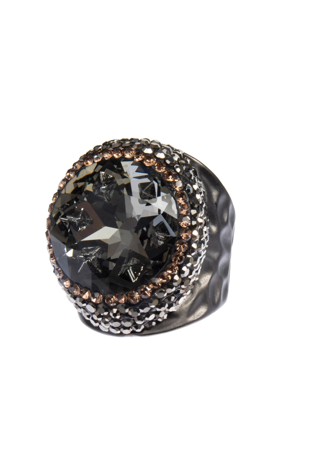 Glass Pavé Cocktail Ring R2723-Black - view 5