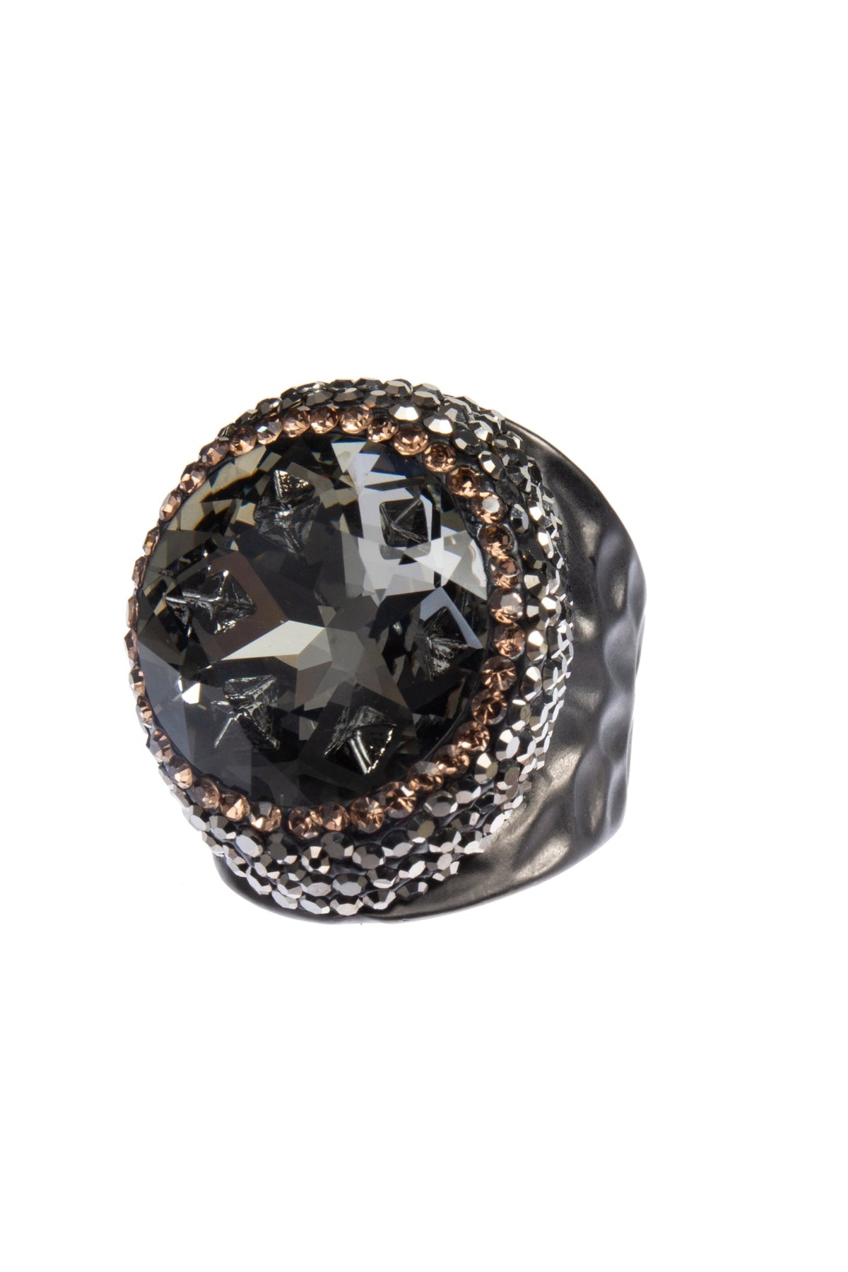 Glass Pavé Cocktail Ring R2723-Black - view 5