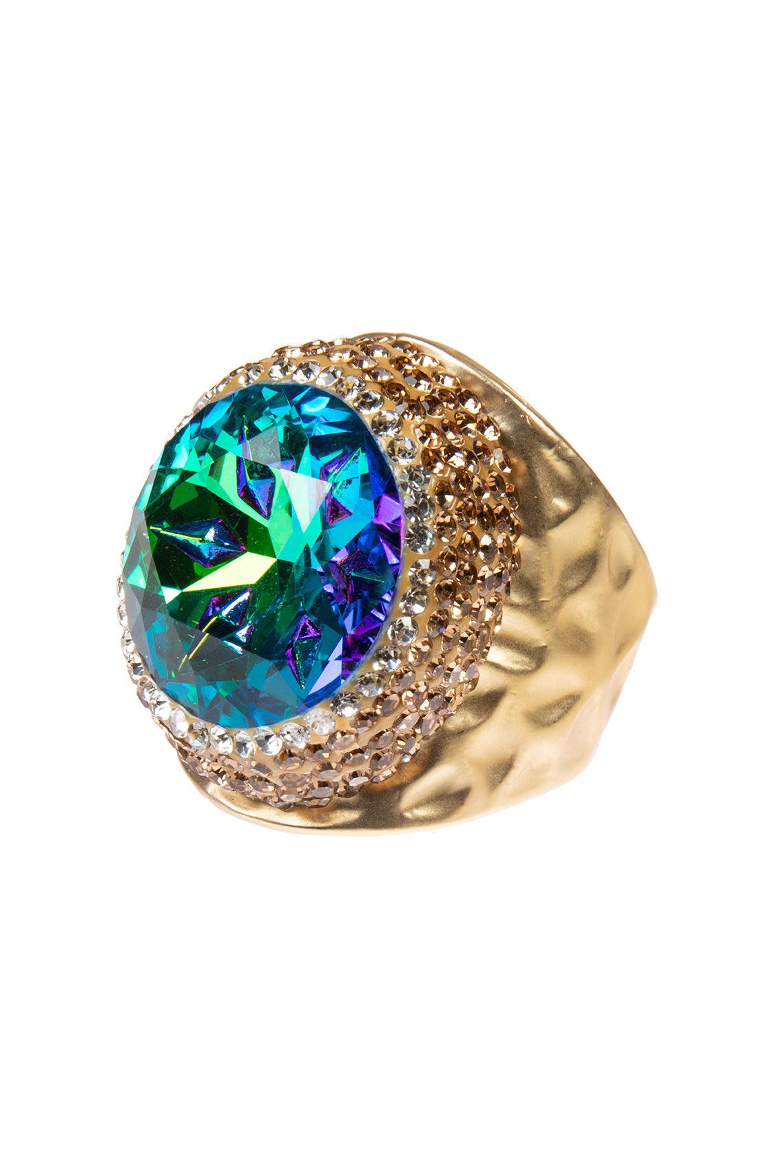 Glass Pavé Cocktail Ring R2723-Gold - view 3