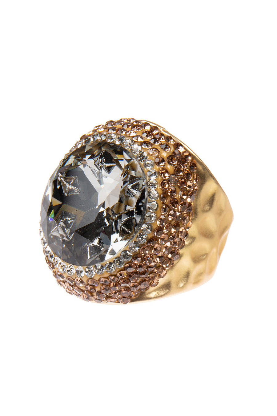 Glass Pavé Cocktail Ring R2723-Gold