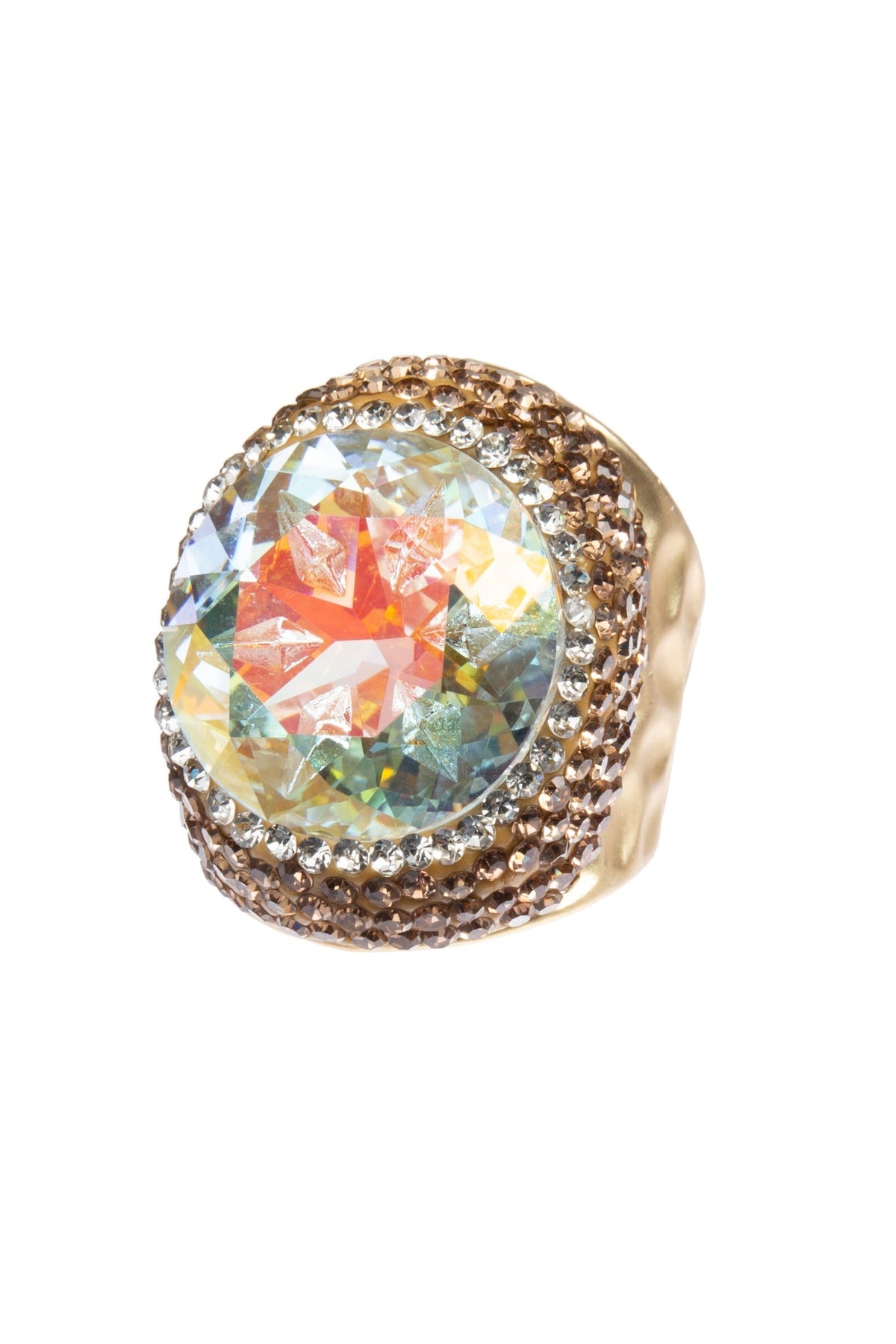 Glass Pavé Cocktail Ring R2723-Gold - view 7