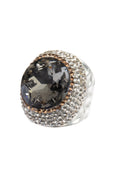 Glass Pavé Cocktail Ring R2723-Silver - view 3