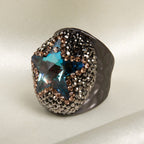 Glass Rhinestone-Embellished Alloy Ring R2737-Black - view 4