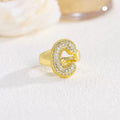 18K Gold Plated Alphabet Cubic Zirconia Ring R2744 - letter C