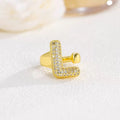 18K Gold Plated Alphabet Cubic Zirconia Ring R2744 - letter L