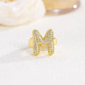 18K Gold Plated Alphabet Cubic Zirconia Ring R2744 - letter M