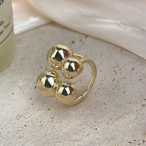 18K Gold-Plated Irregular Shape Circle Ring R2751 - Gold