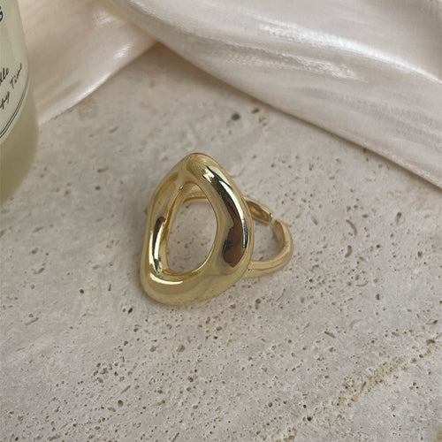 18K Gold-Plated Irregular Circle Copper Ring R2753 - alternate view