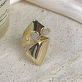18K Gold-Plated Irregular Cubic Zirconia Ring R2755 - Gold