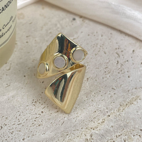 18K Gold-Plated Irregular Cubic Zirconia Ring R2755 - Gold