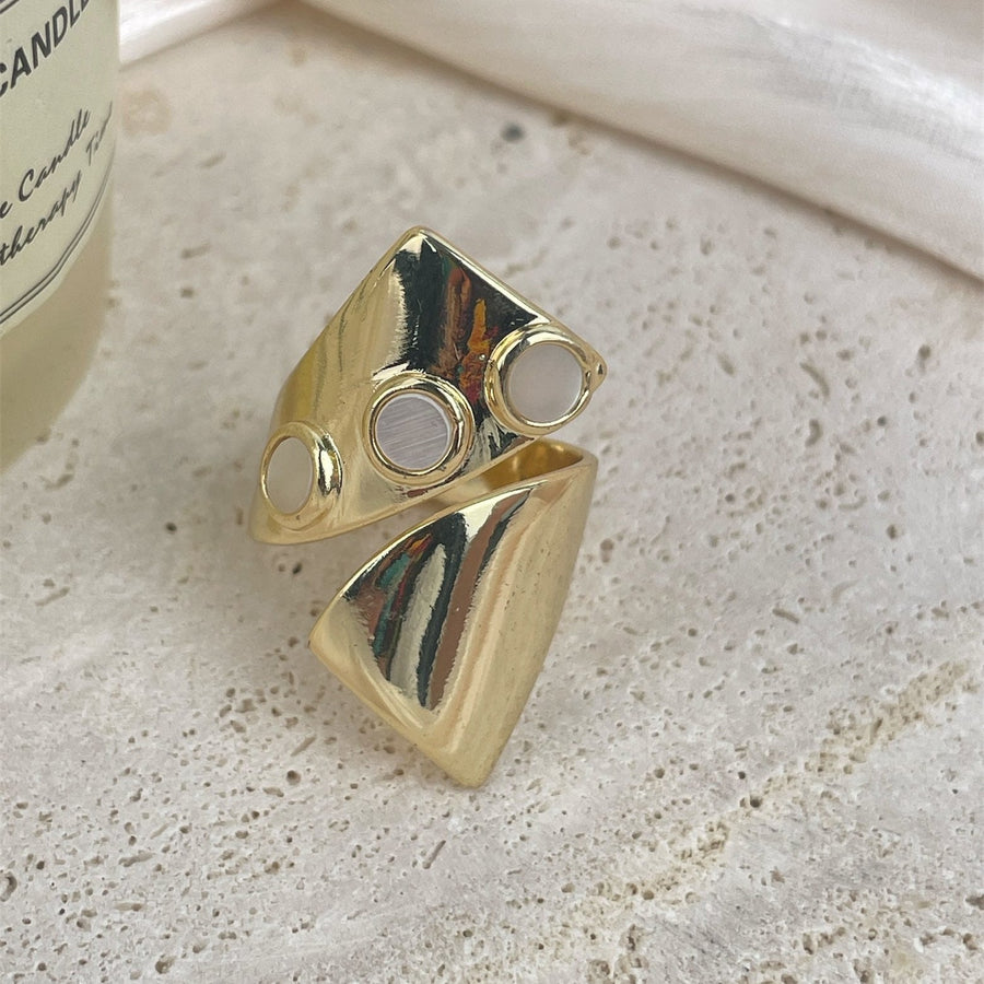 18K Gold-Plated Irregular Cubic Zirconia Ring R2755