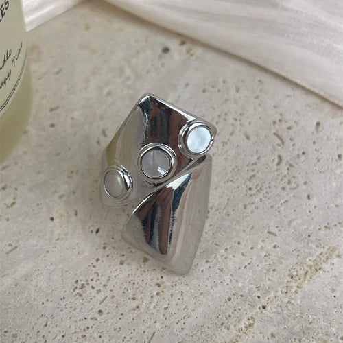 18K Gold-Plated Irregular Cubic Zirconia Ring R2755 - Silver