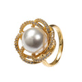 18K Gold-Plated Flowers Cubic Zirconia Ring R2767