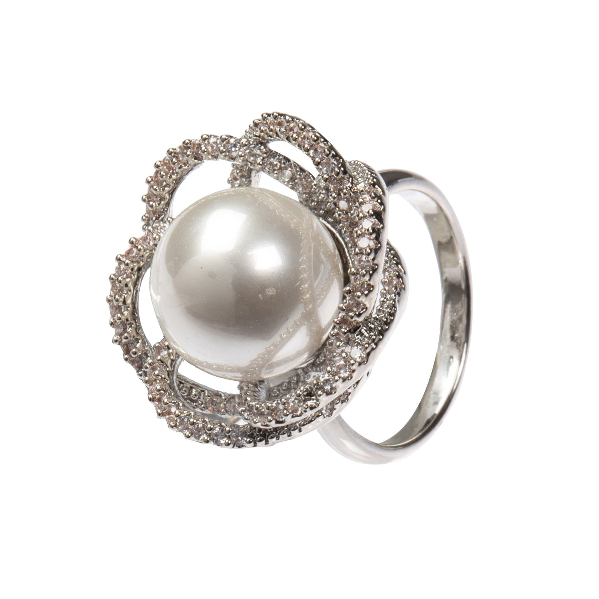 18K Gold-Plated Flowers Cubic Zirconia Ring R2767