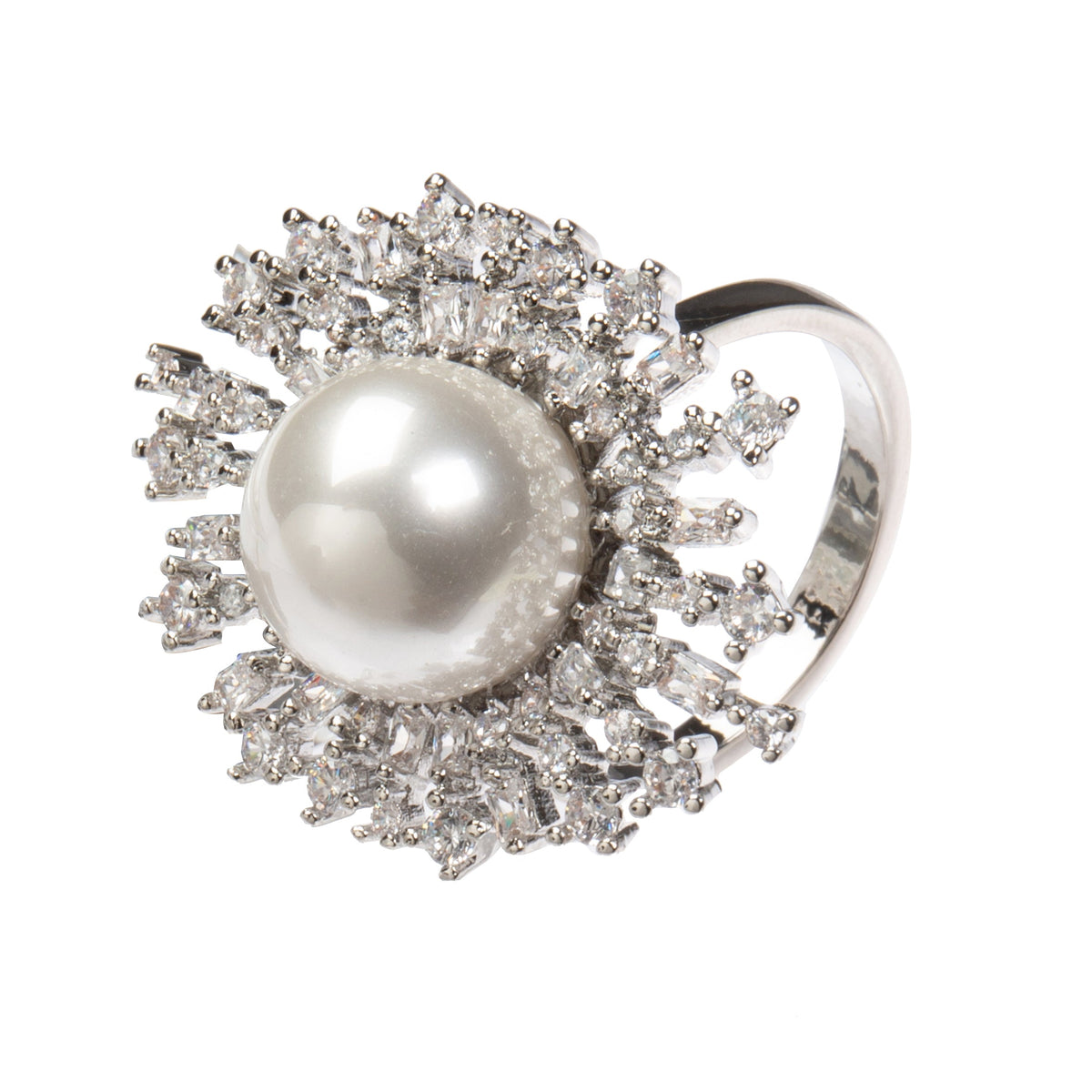 18K Gold-Plated Sunflower Cubic Zirconia Ring R2768 - Silver