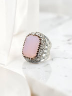 Rectangular Crystal Pavé Cocktail Ring R2814-Silver