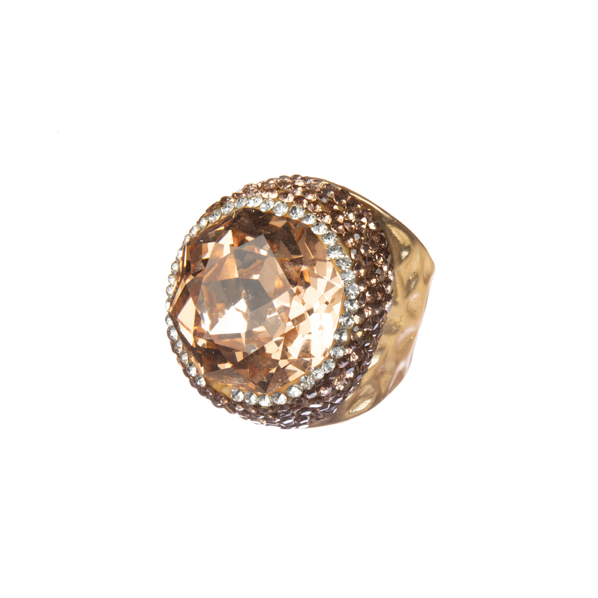 Round Crystal Pavé Cocktail Ring R2818 - view 9