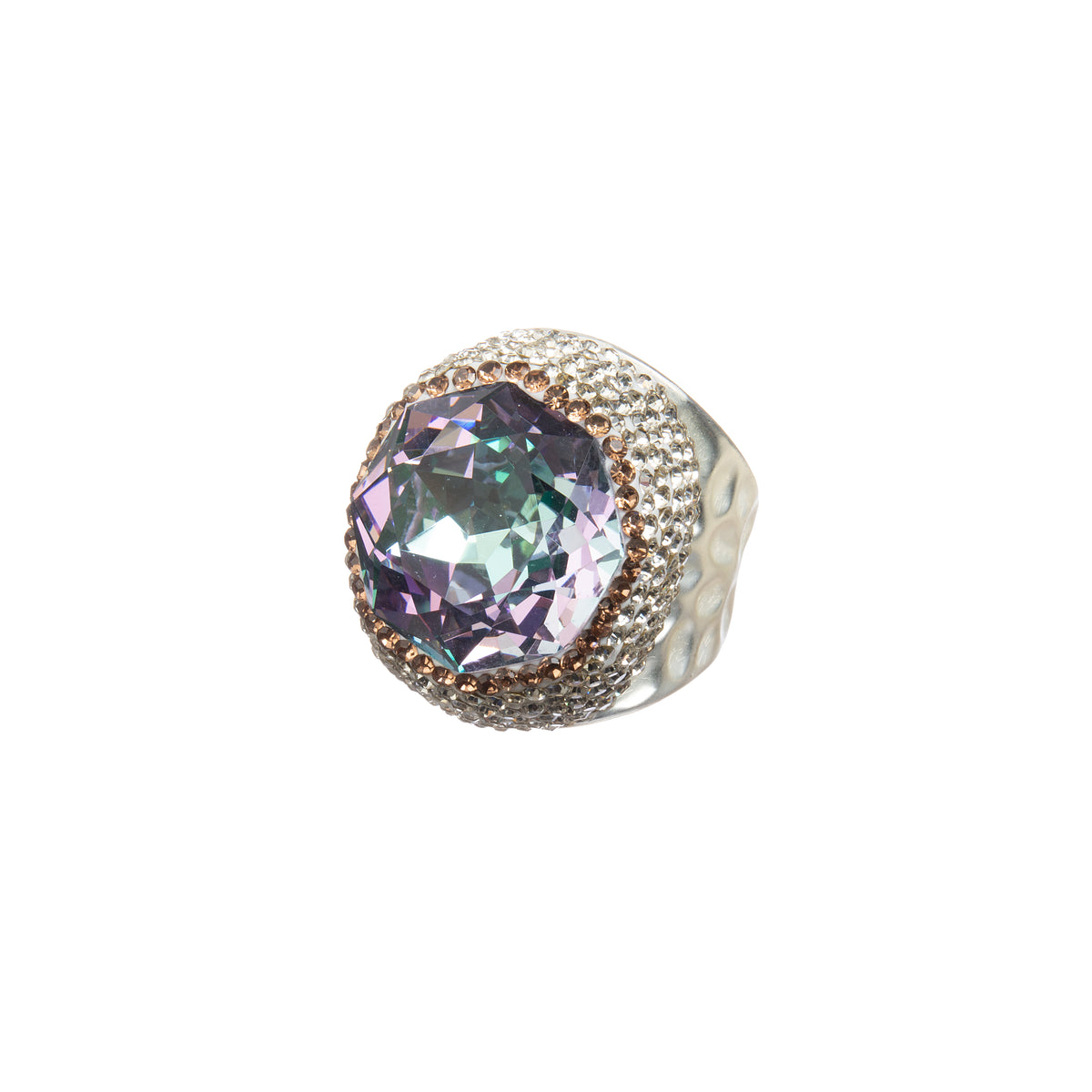 Round Crystal Pavé Cocktail Ring R2818 - view 14