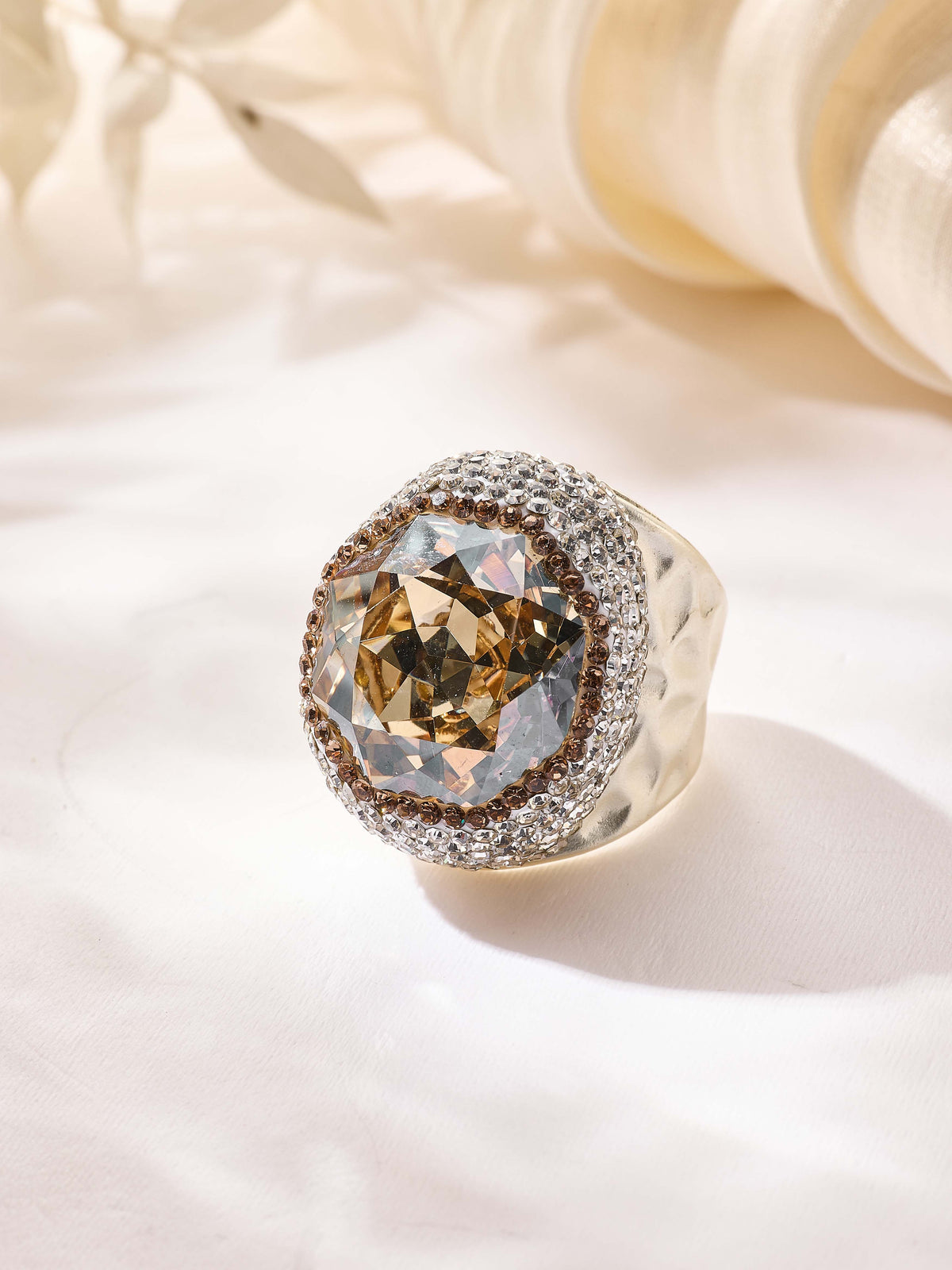Round Crystal Pavé Cocktail Ring R2818 - view 18