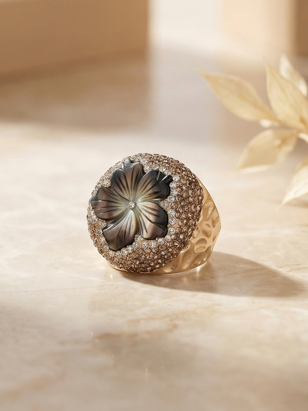 Shell Pavé Cocktail Ring R2851 - Gold - view 2