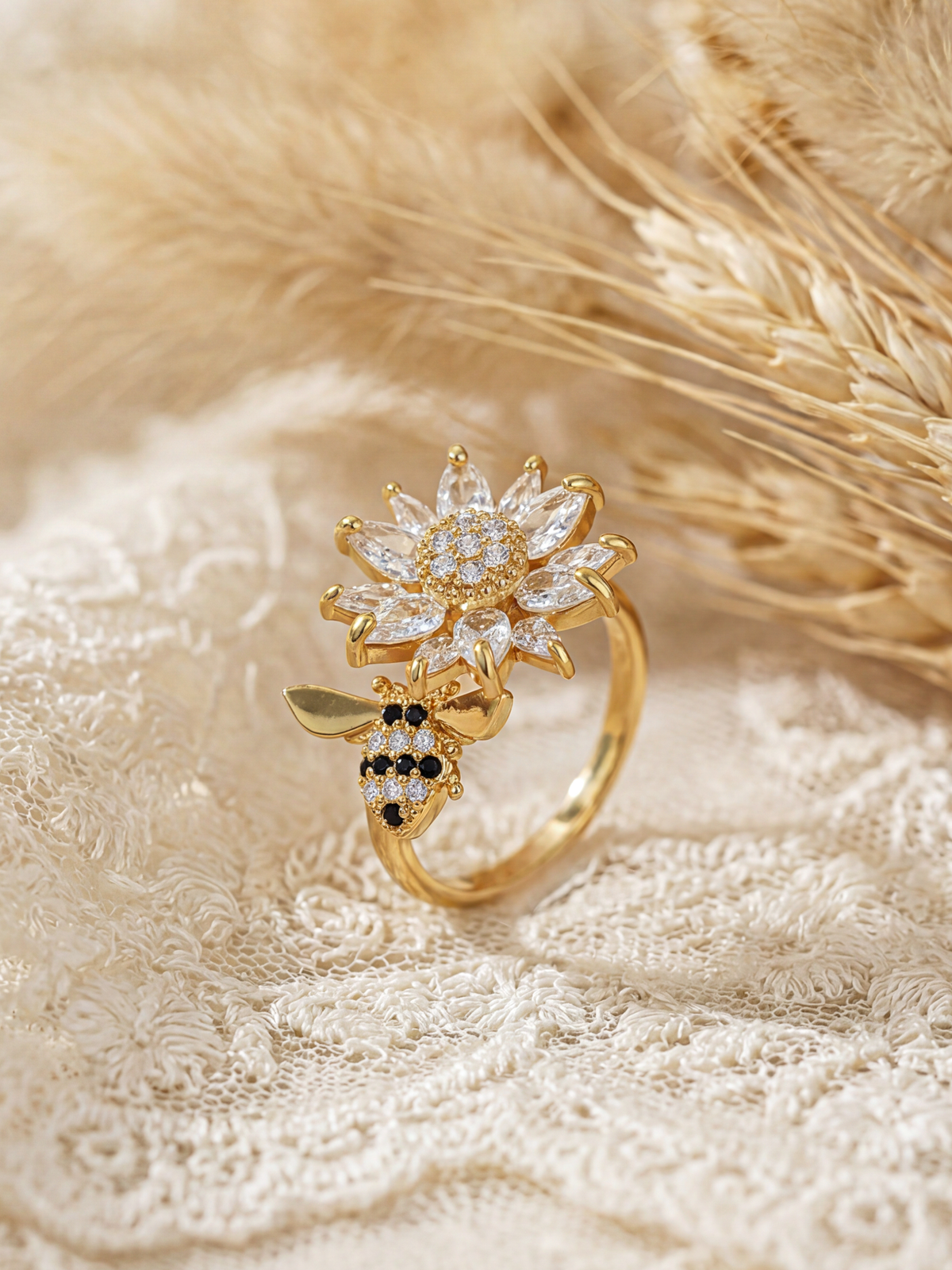 Flower Cubic Zirconia Ring R2857