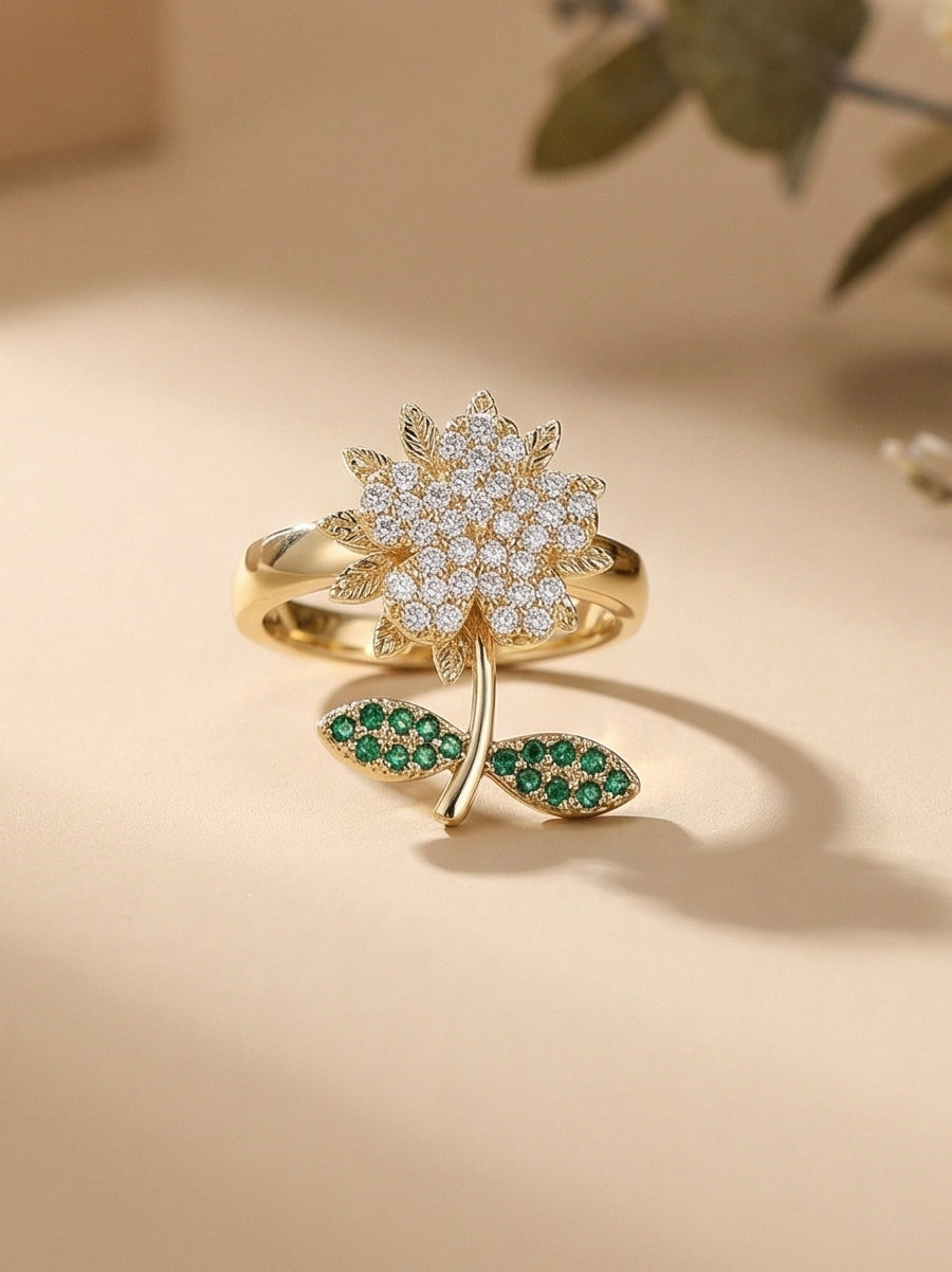 Flower Cubic Zirconia Ring R2863