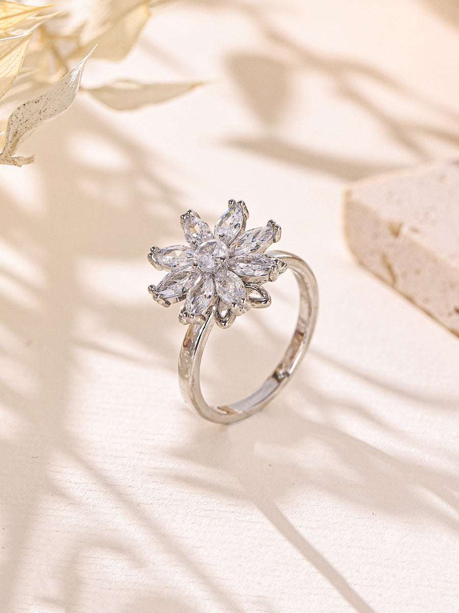 Flower Cubic Zirconia Ring R2870