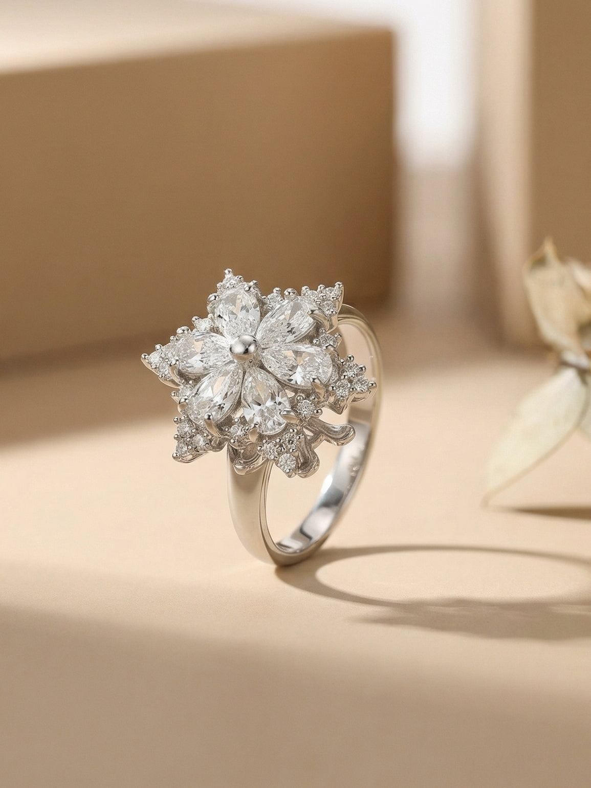 Flower Cubic Zirconia Ring R2872