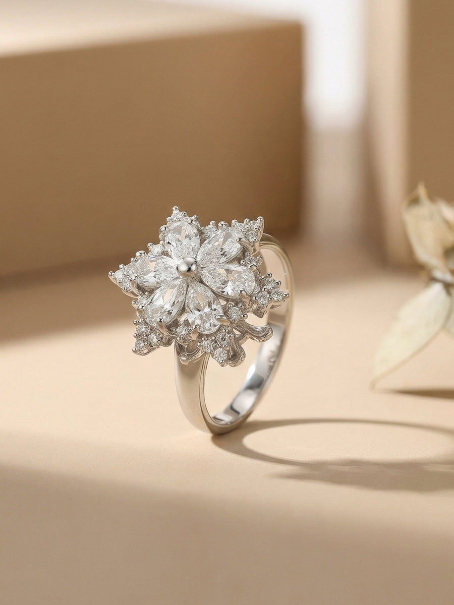 Flower Cubic Zirconia Ring R2872