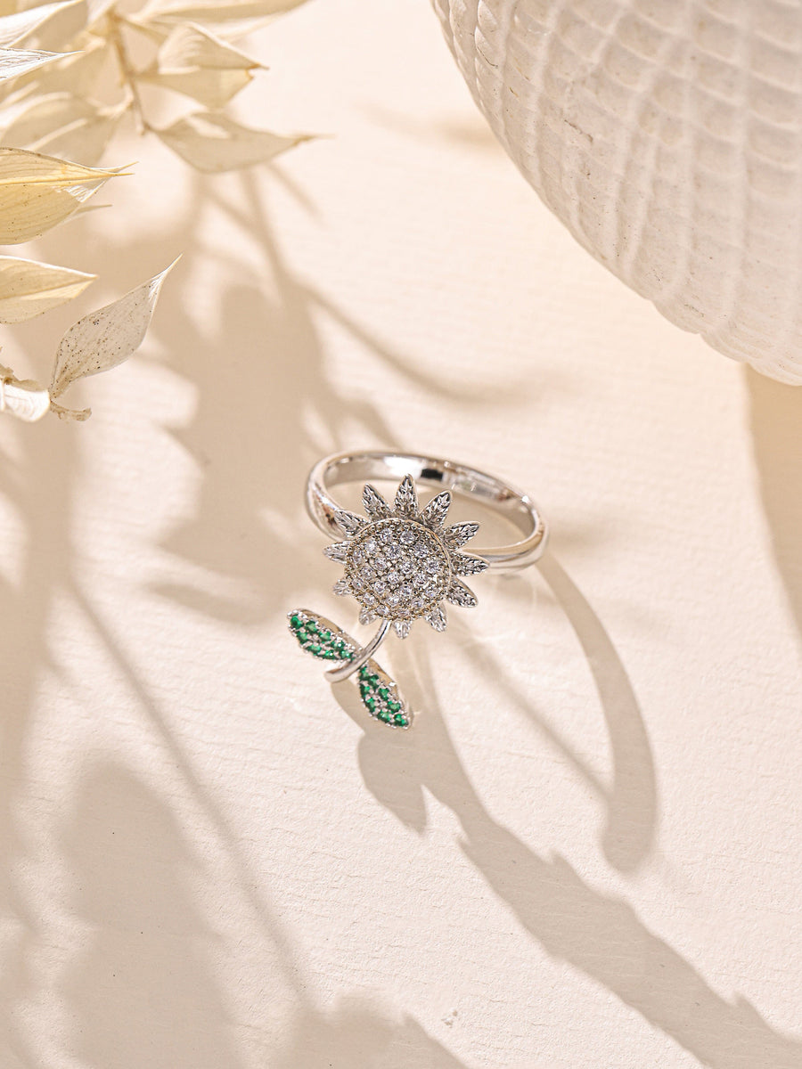 Flower Cubic Zirconia Ring R2881
