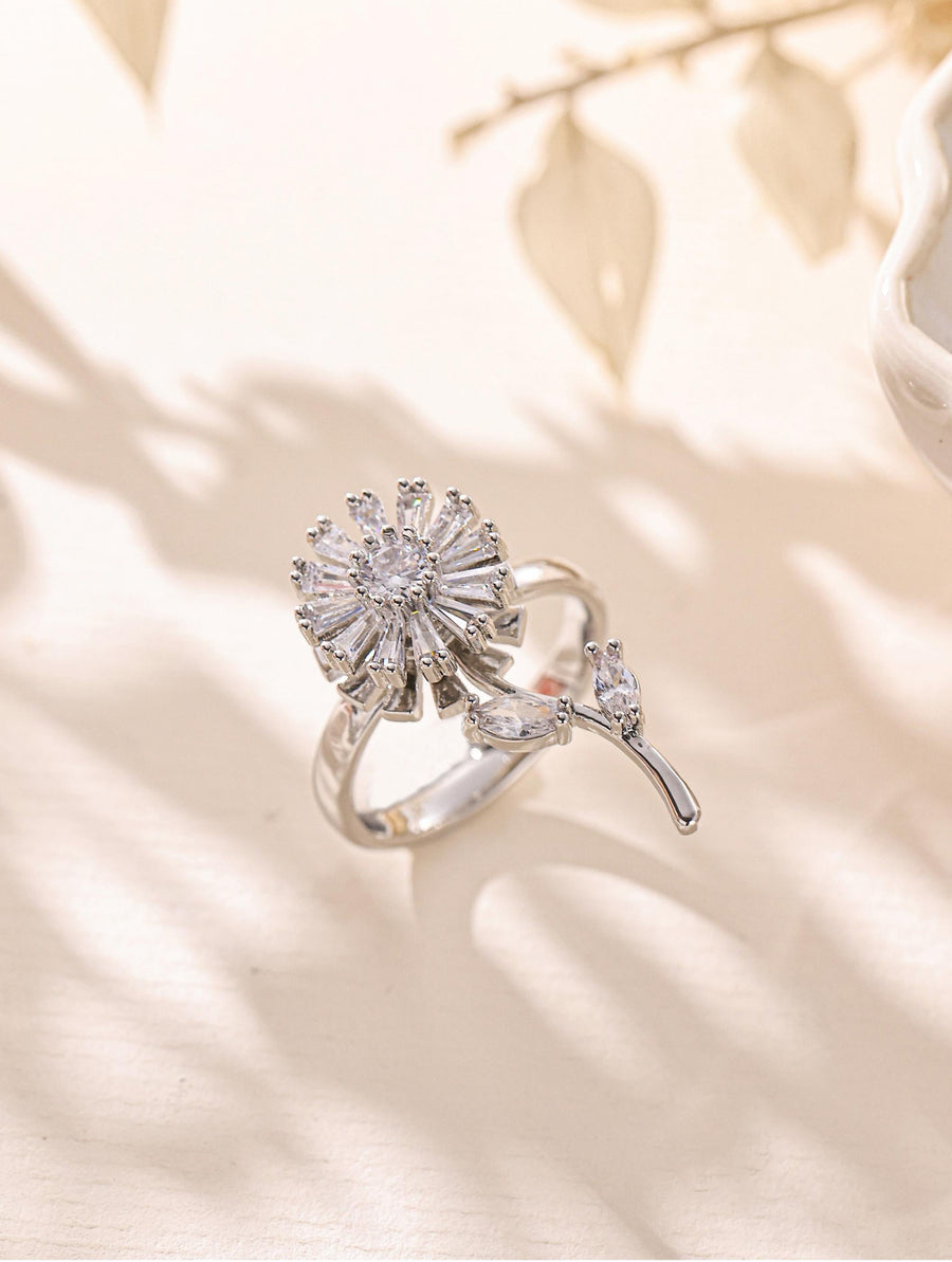 Flower Cubic Zirconia Ring R2882