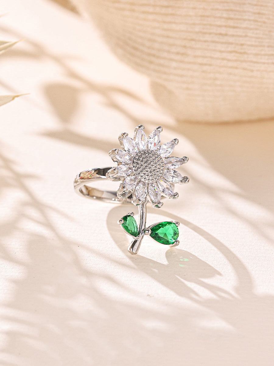 Flower Cubic Zirconia Ring R2883