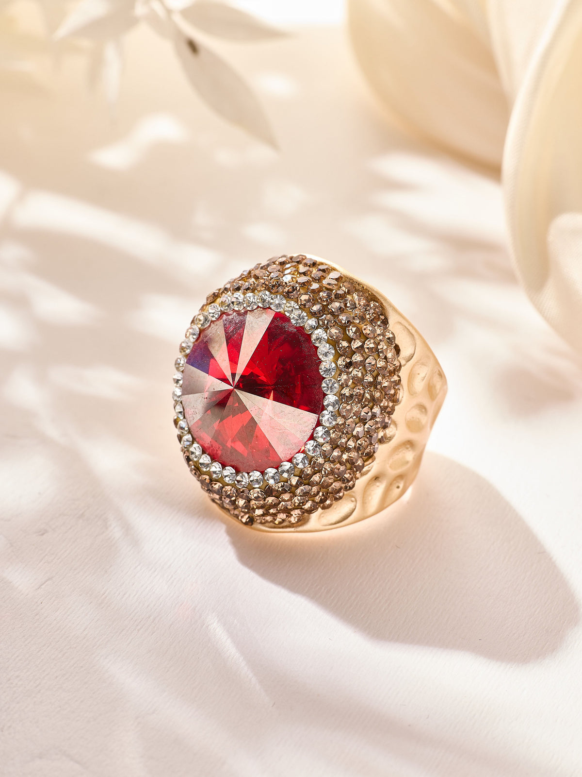 Crystal Pavé Cocktail Ring R2890-Gold - view 4